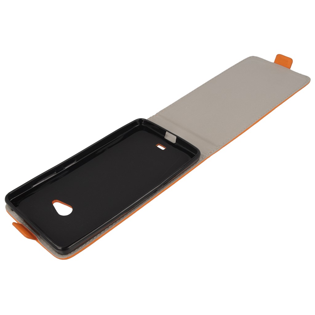 Pokrowiec z klapk na magnes Prestige Slim Flexi pomaraczowy Microsoft Lumia 540 Dual SIM / 10