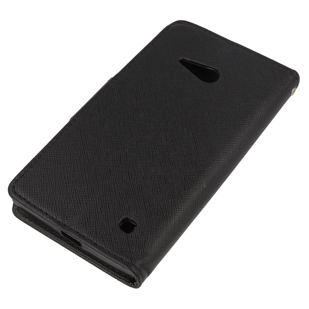 Pokrowiec etui z klapk na magnes Fancy Case czarne NOKIA Lumia 730 / 4