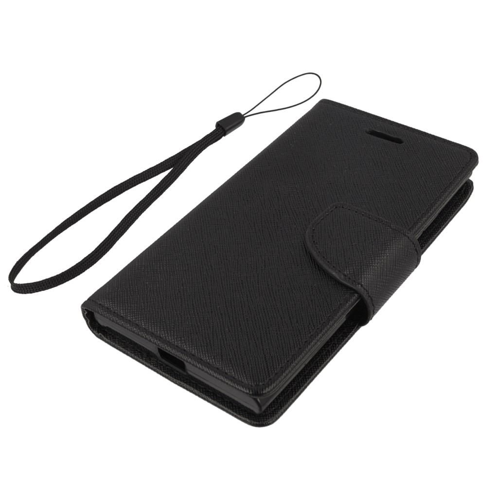 Pokrowiec etui z klapk na magnes Fancy Case czarne NOKIA Lumia 730 / 8