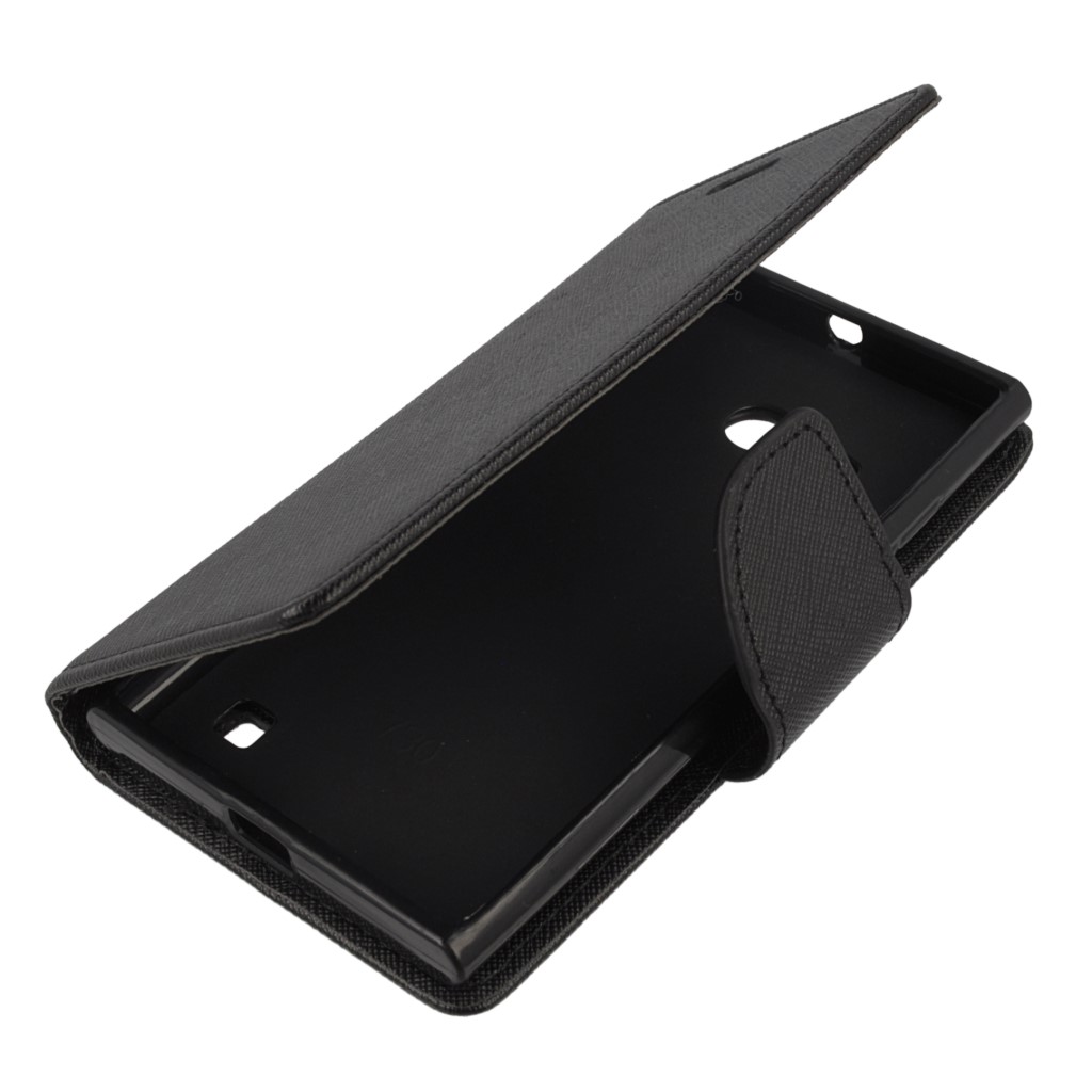 Pokrowiec etui z klapk na magnes Fancy Case czarne NOKIA Lumia 730