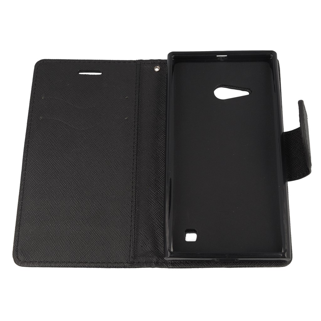 Pokrowiec etui z klapk na magnes Fancy Case czarne NOKIA Lumia 730 / 9