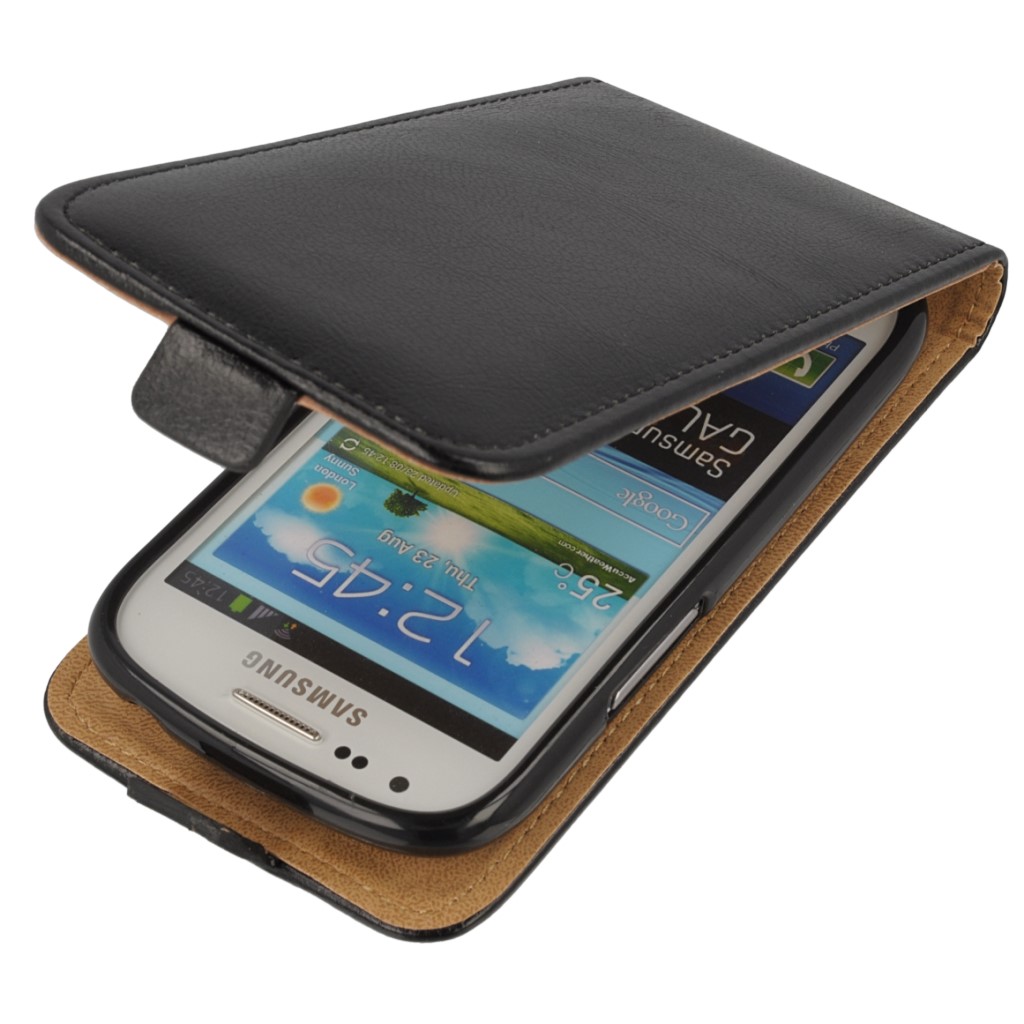 Pokrowiec z klapk na magnes Prestige Slim Flexi czarny SAMSUNG Galaxy S III mini VE