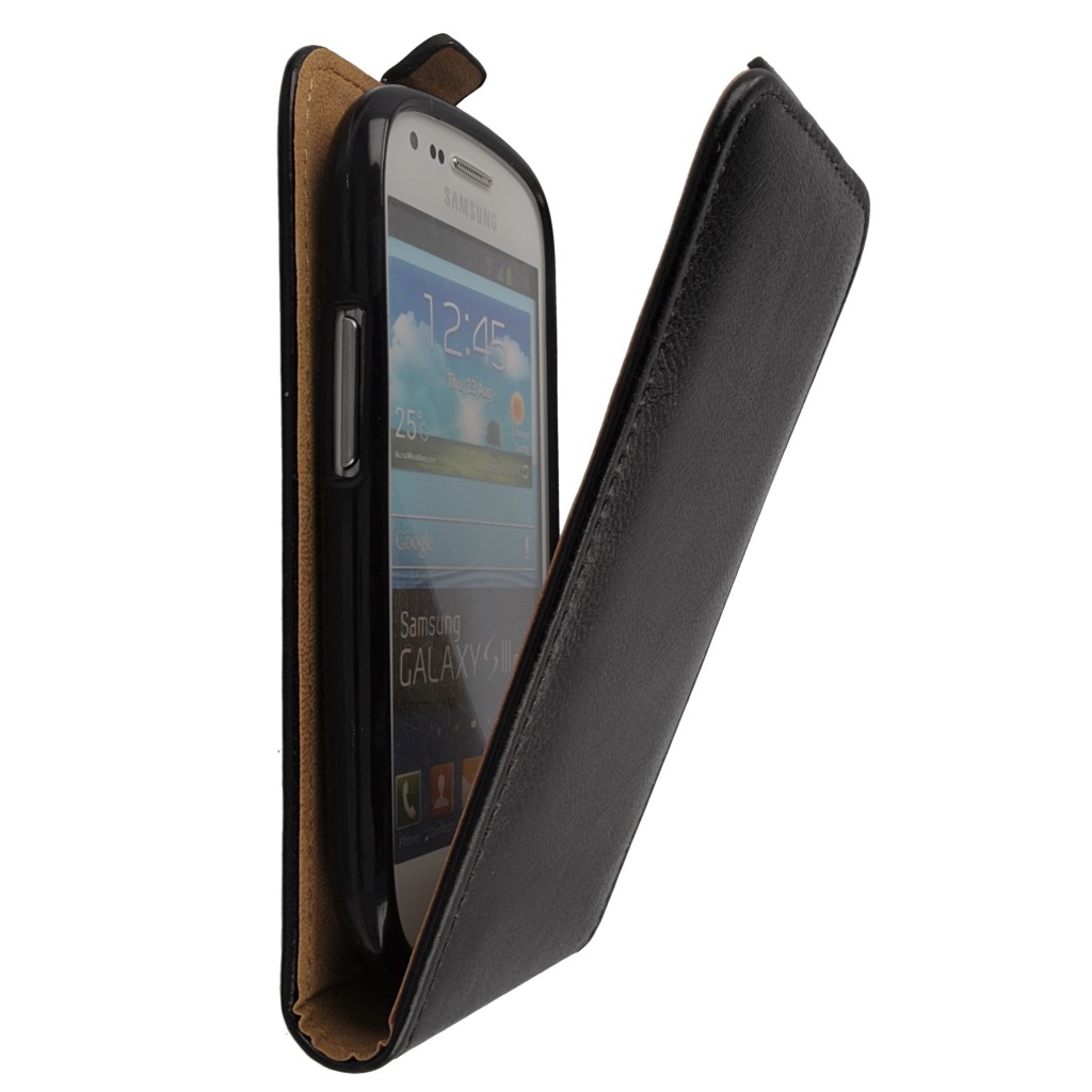 Pokrowiec z klapk na magnes Prestige Slim Flexi czarny SAMSUNG Galaxy S III mini / 7