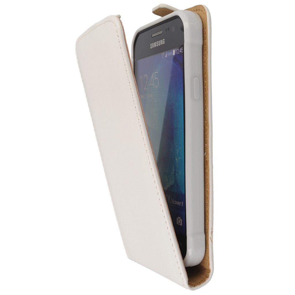 Pokrowiec z klapk na magnes Prestige Slim Flexi biay SAMSUNG Galaxy Xcover 3 / 8