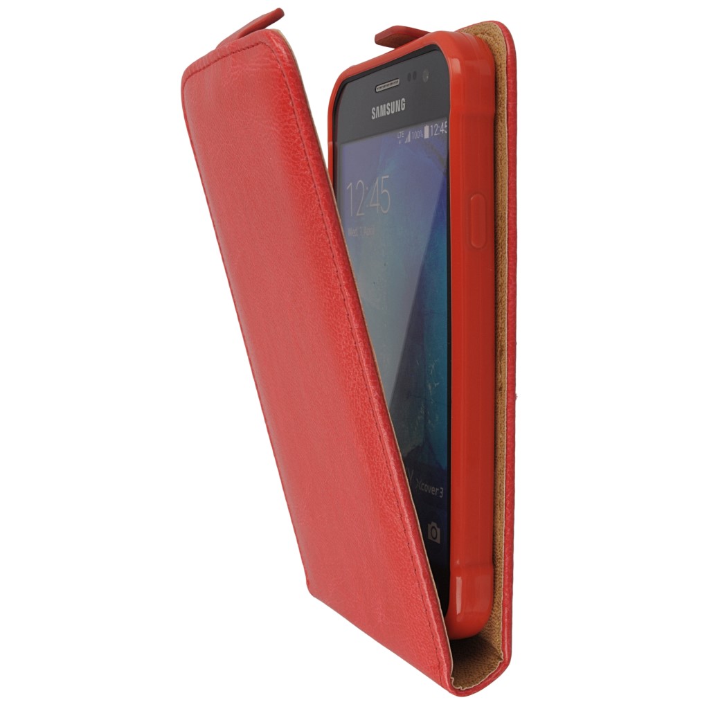 Pokrowiec z klapk na magnes Prestige Slim Flexi czerwony SAMSUNG Galaxy Xcover 3 / 8
