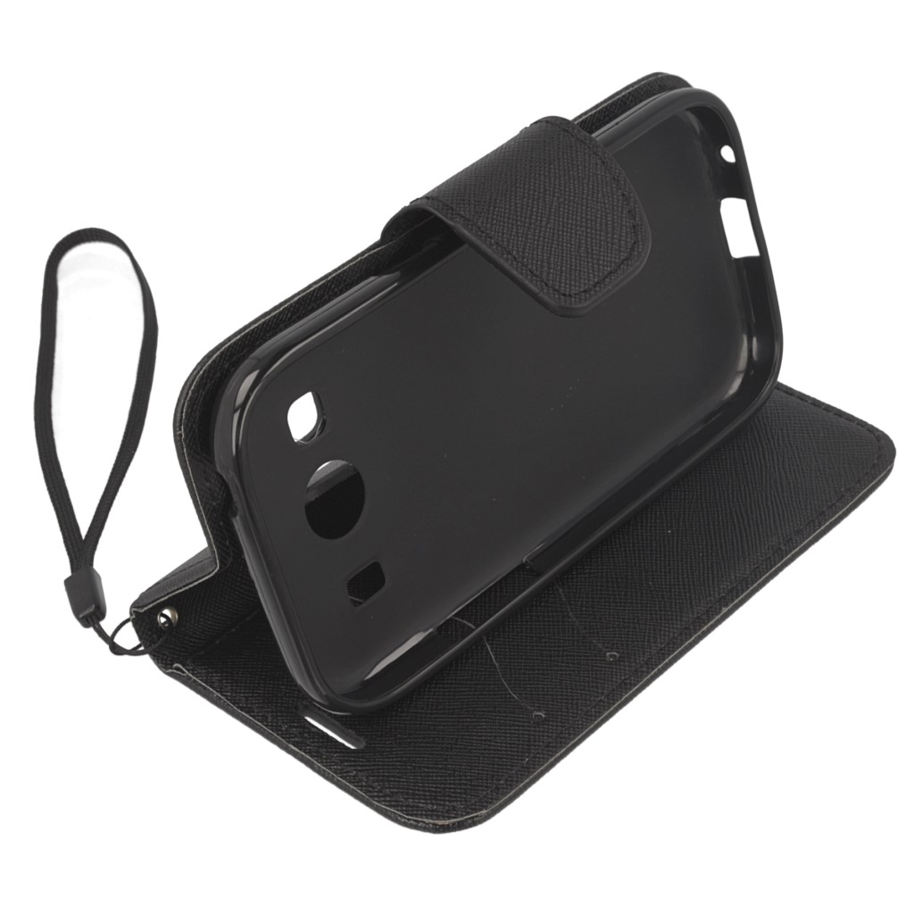 Pokrowiec etui z klapk na magnes Fancy Case czarne SAMSUNG SM-G920F Galaxy S6 / 5