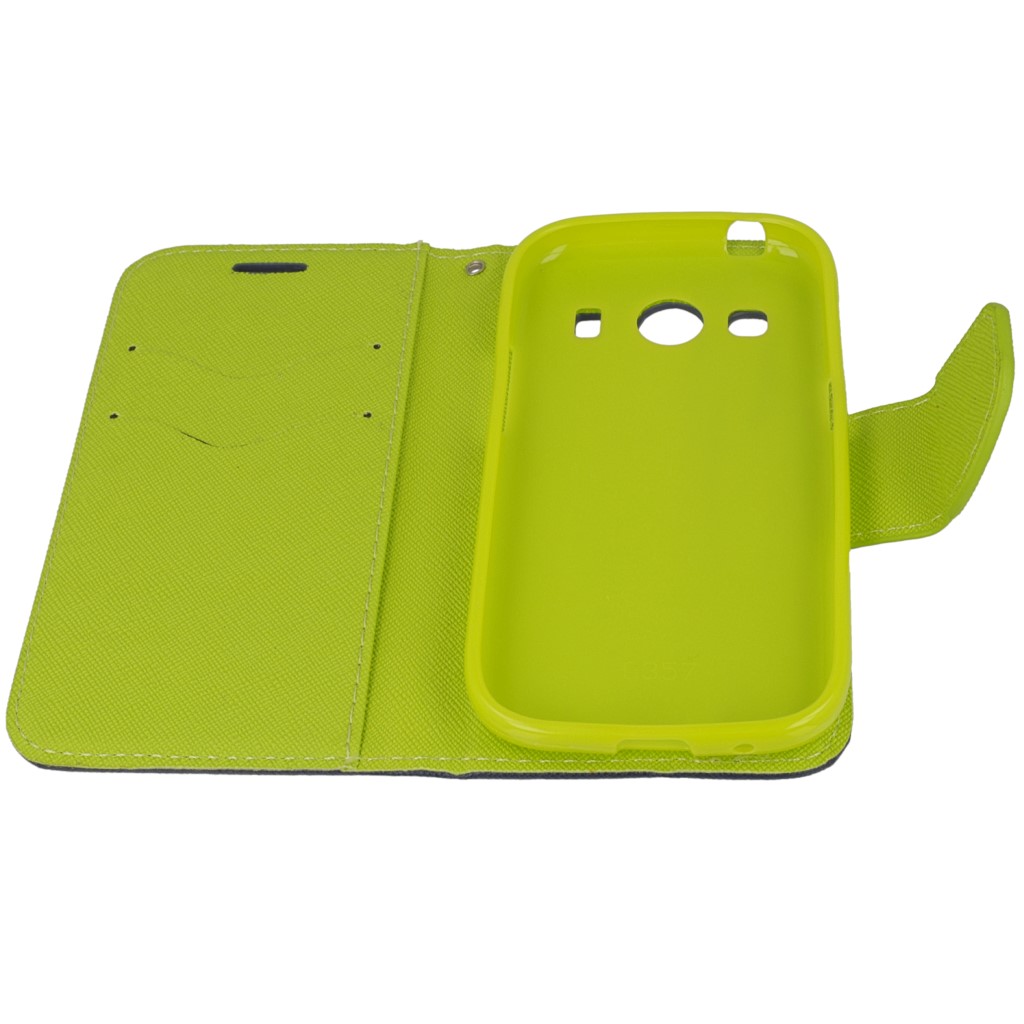 Pokrowiec etui z klapk na magnes Fancy Case granatowo-limonkowe Microsoft Lumia 430 Dual SIM / 10