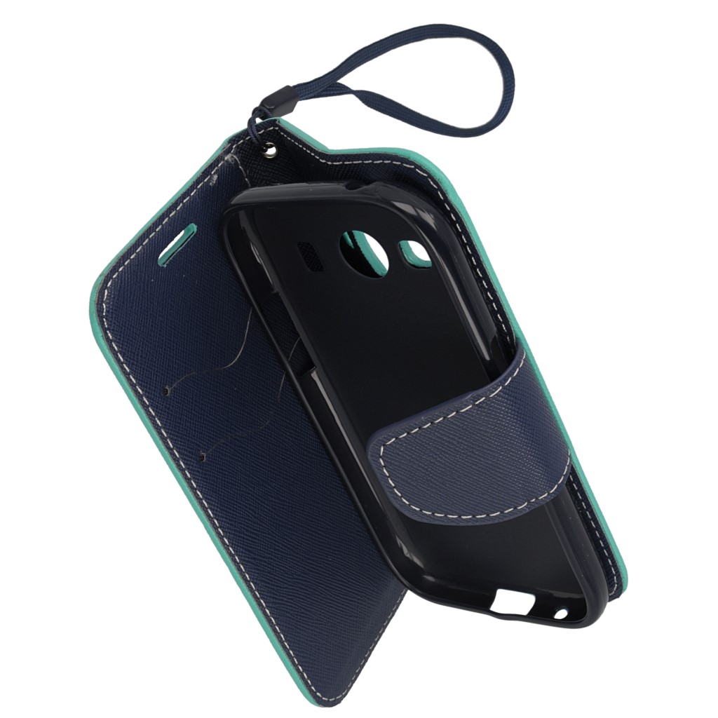 Pokrowiec etui z klapk na magnes Fancy Case mitowo-granatowe SAMSUNG Galaxy A8 / 6