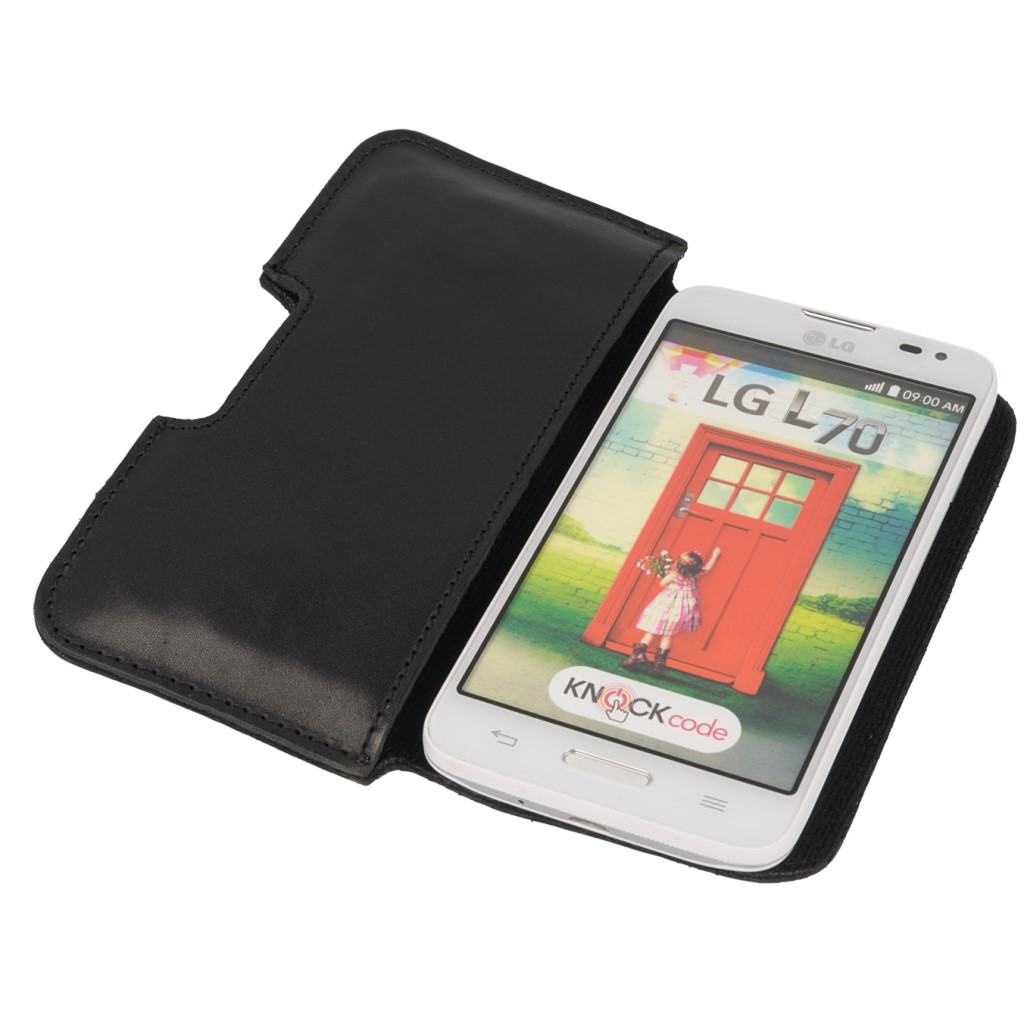 Pokrowiec kabura skrzana do paska pozioma czarna myPhone Pocket / 7
