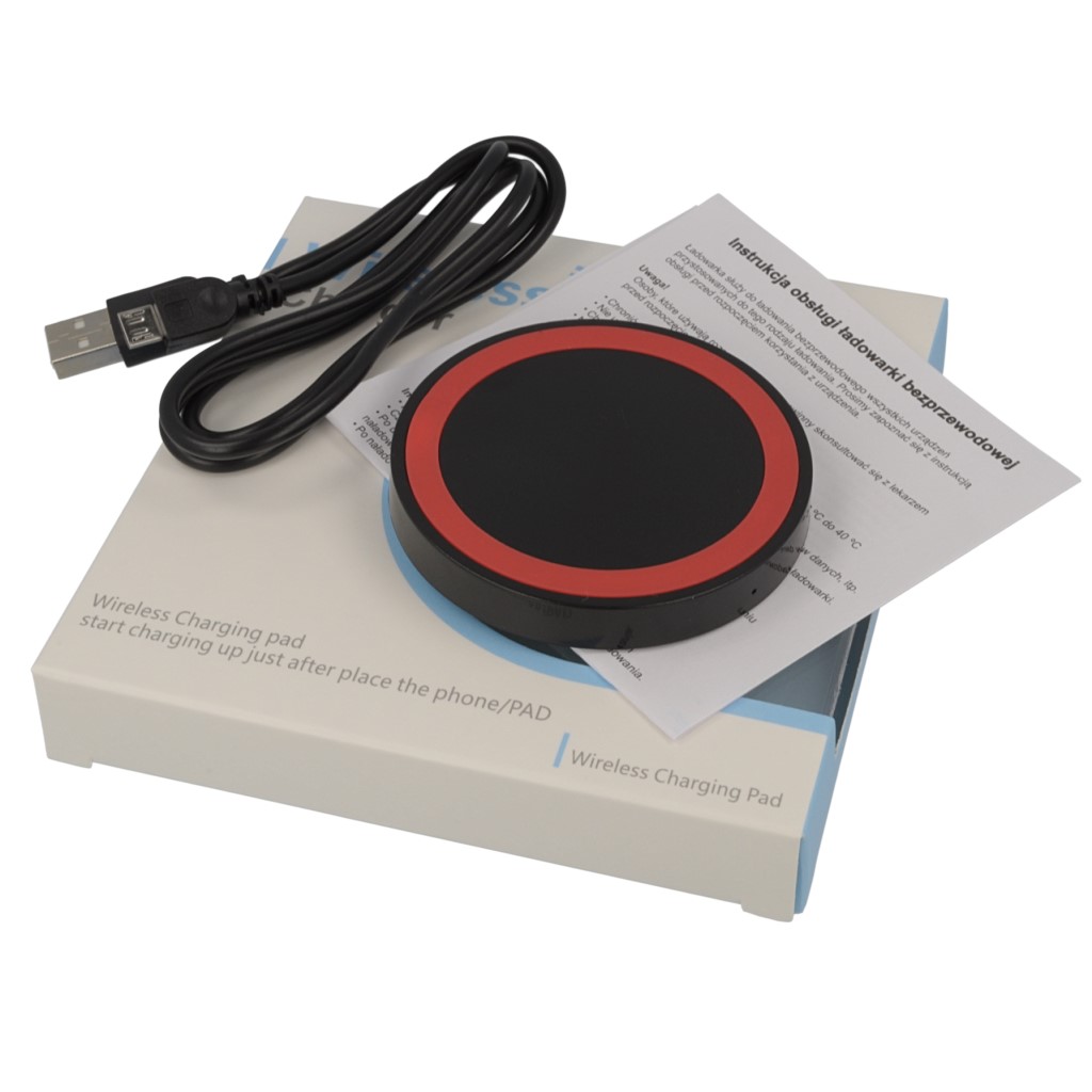 adowarka sieciowa indukcyjna QI Typ 01 czarno-czerwona Microsoft Lumia 550 / 6
