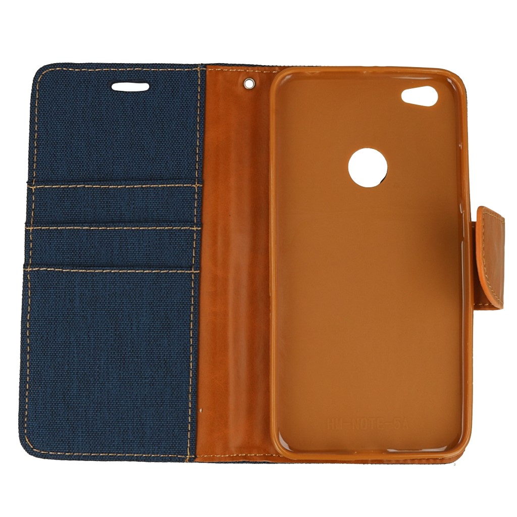 Pokrowiec etui Portfelowe Canvas granatowe Xiaomi Redmi Note 5A Prime / 3