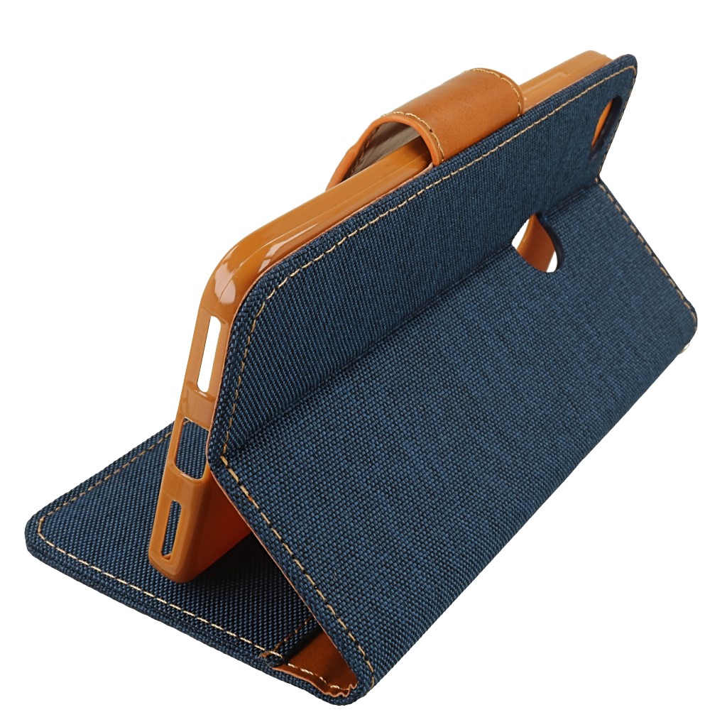 Pokrowiec etui Portfelowe Canvas granatowe Xiaomi Redmi Note 5A Prime / 4