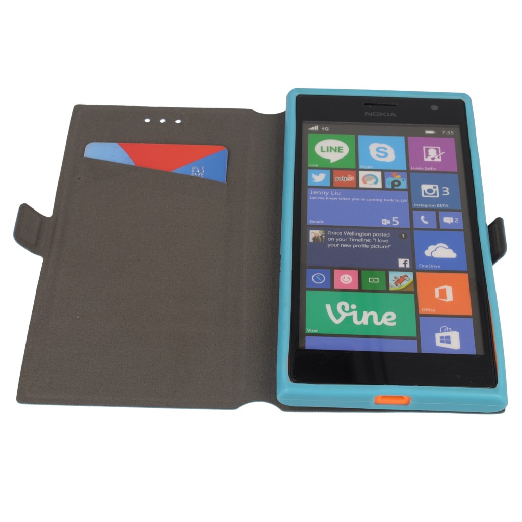 Pokrowiec etui Flexi Book niebieskie NOKIA Lumia 730 / 11