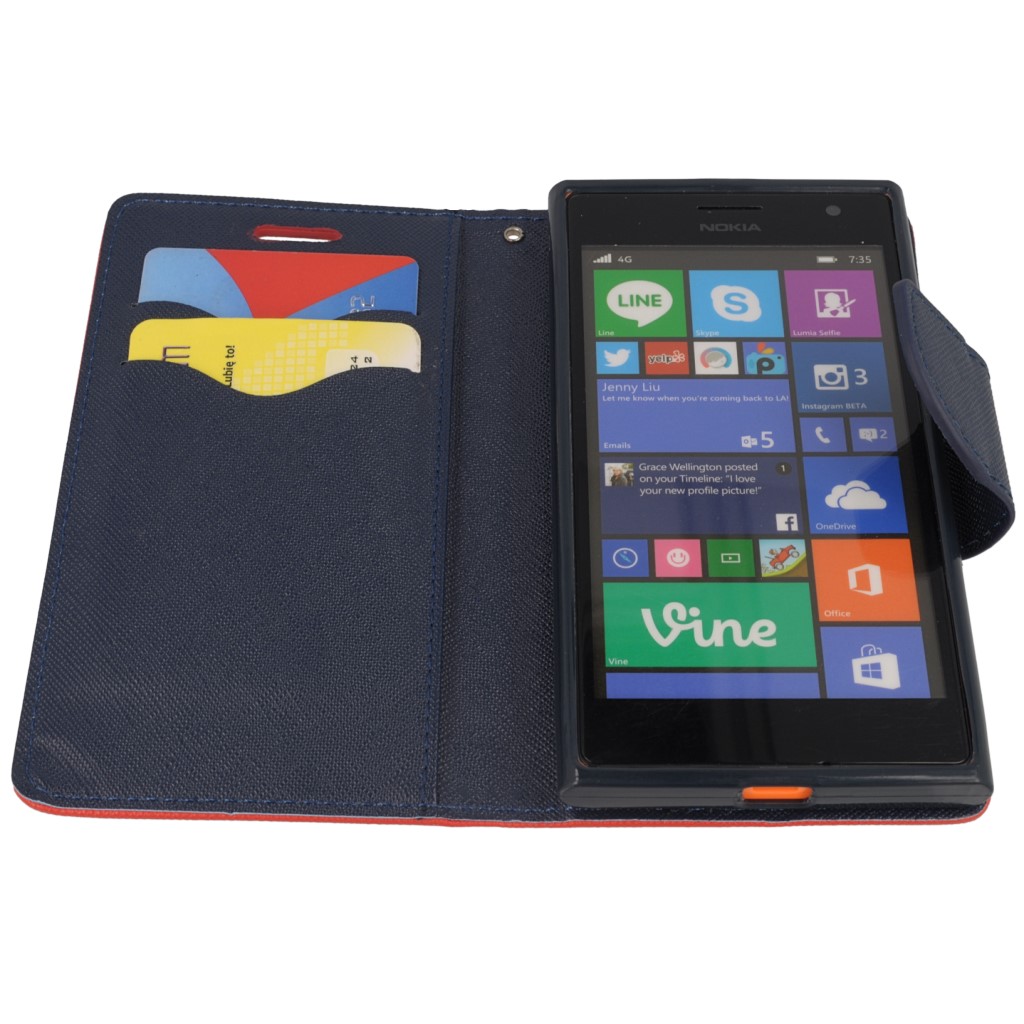 Pokrowiec etui z klapk na magnes Fancy Case czerwono-granatowe NOKIA Lumia 730 / 11