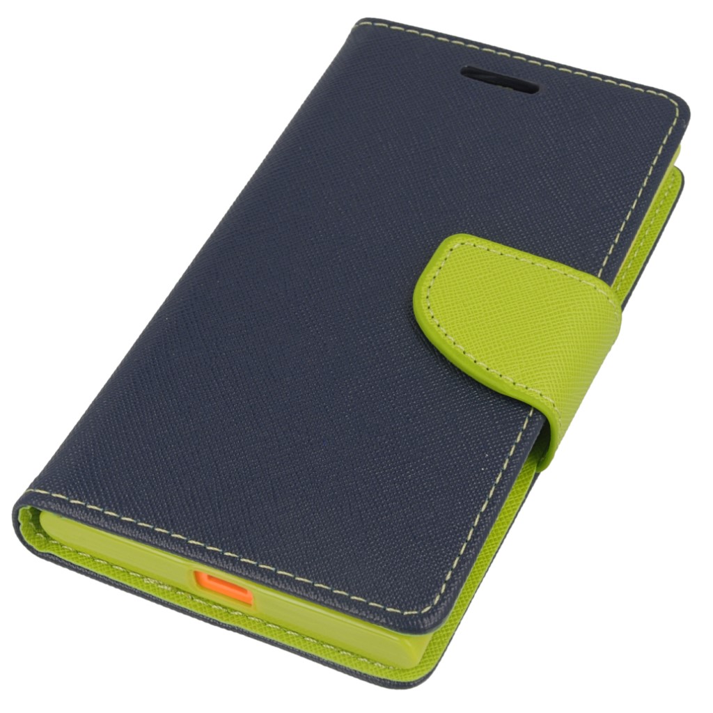 Pokrowiec etui z klapk na magnes Fancy Case granatowo-limonkowe NOKIA Lumia 730 / 2