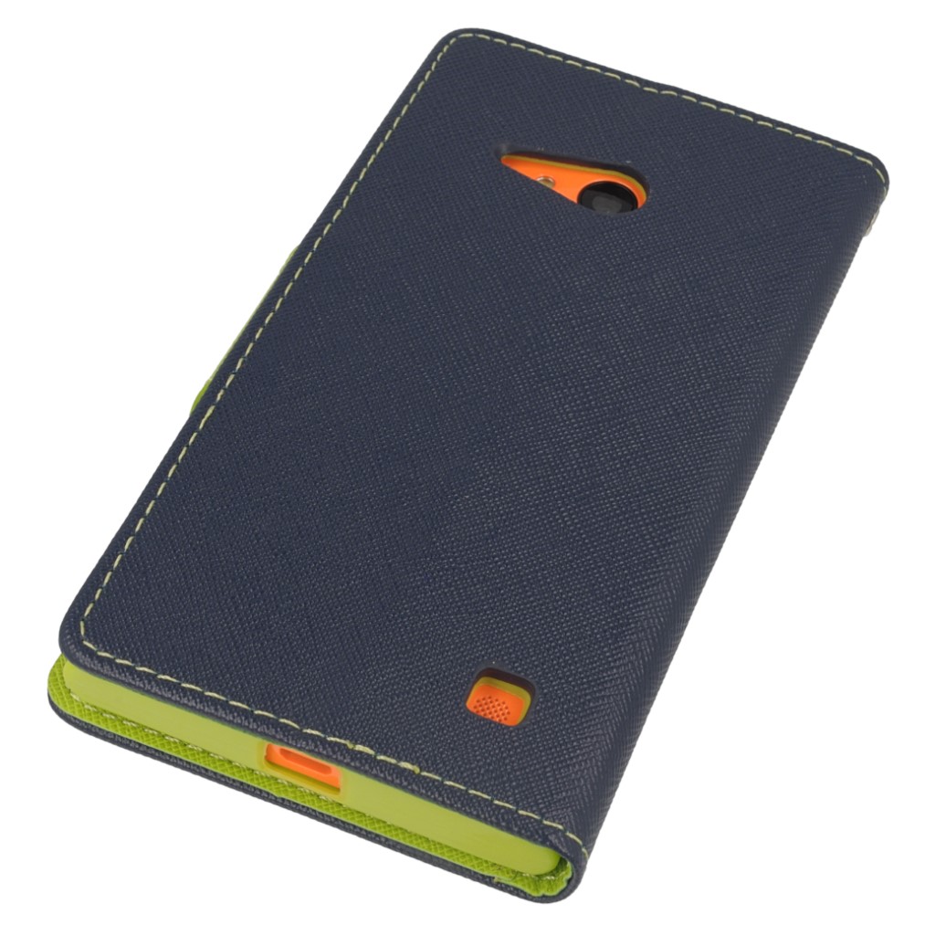 Pokrowiec etui z klapk na magnes Fancy Case granatowo-limonkowe NOKIA Lumia 730 / 4