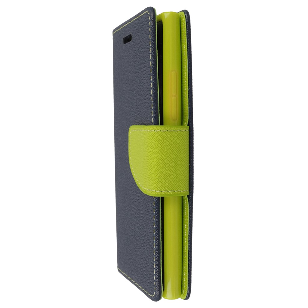 Pokrowiec etui z klapk na magnes Fancy Case granatowo-limonkowe NOKIA Lumia 730 / 6