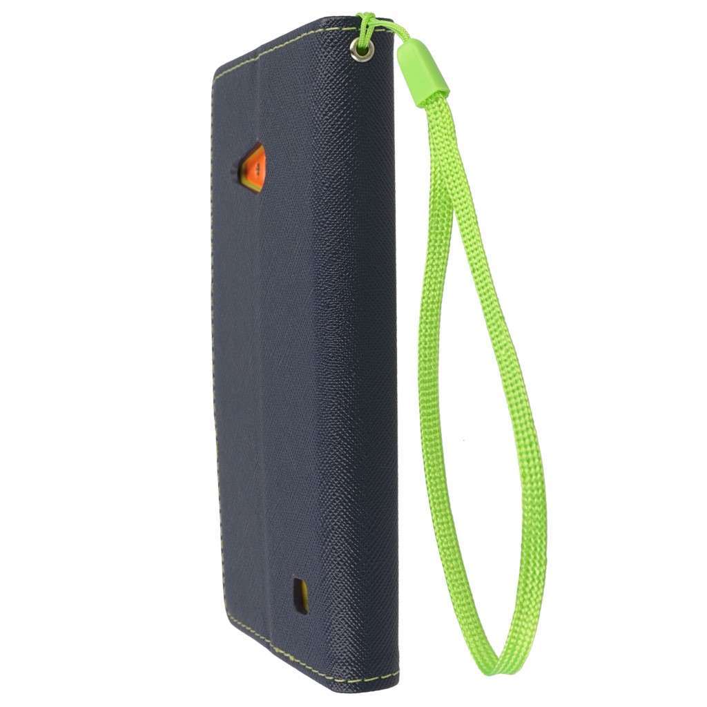 Pokrowiec etui z klapk na magnes Fancy Case granatowo-limonkowe NOKIA Lumia 730 / 7