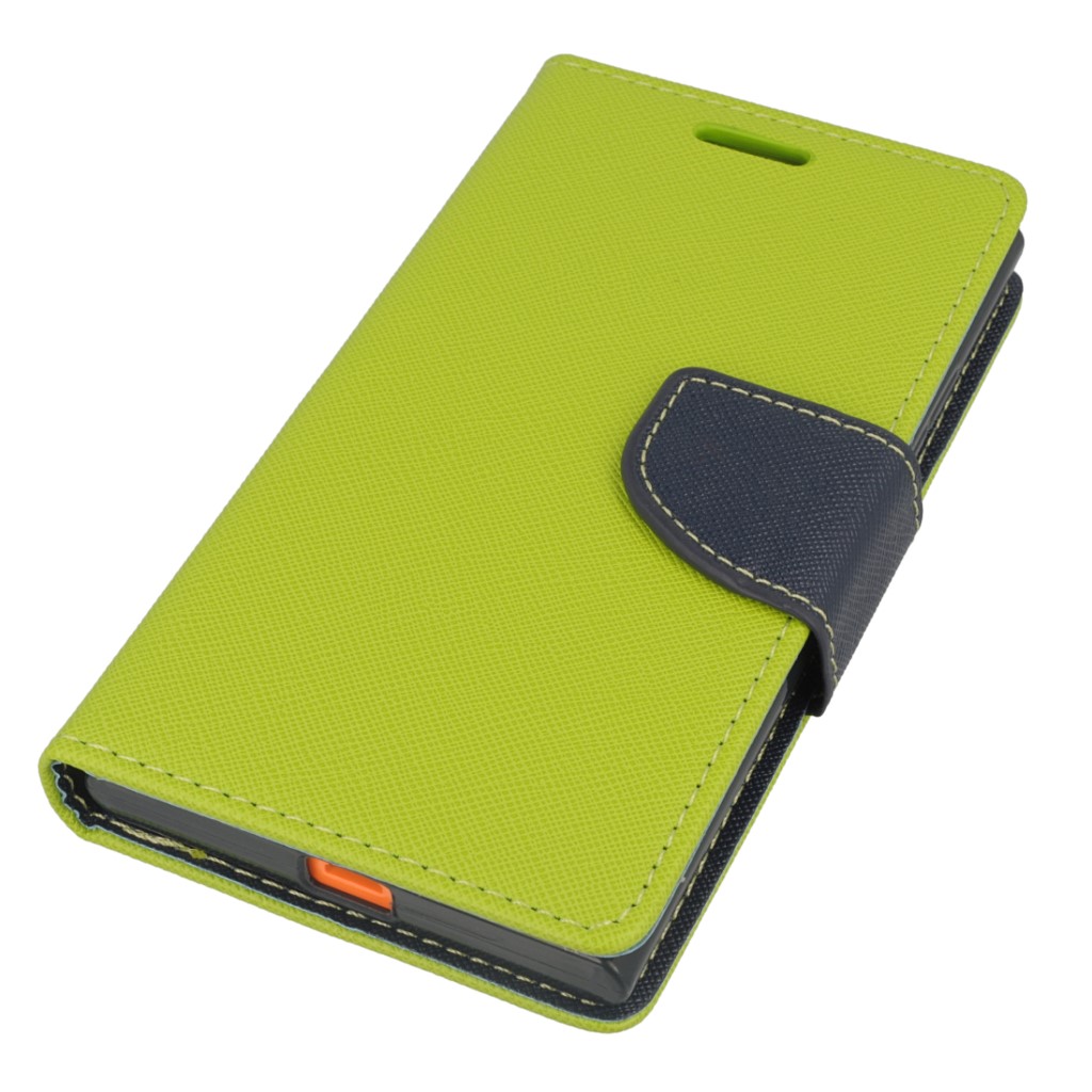 Pokrowiec etui z klapk na magnes Fancy Case limonkowo-granatowe NOKIA Lumia 730 / 2