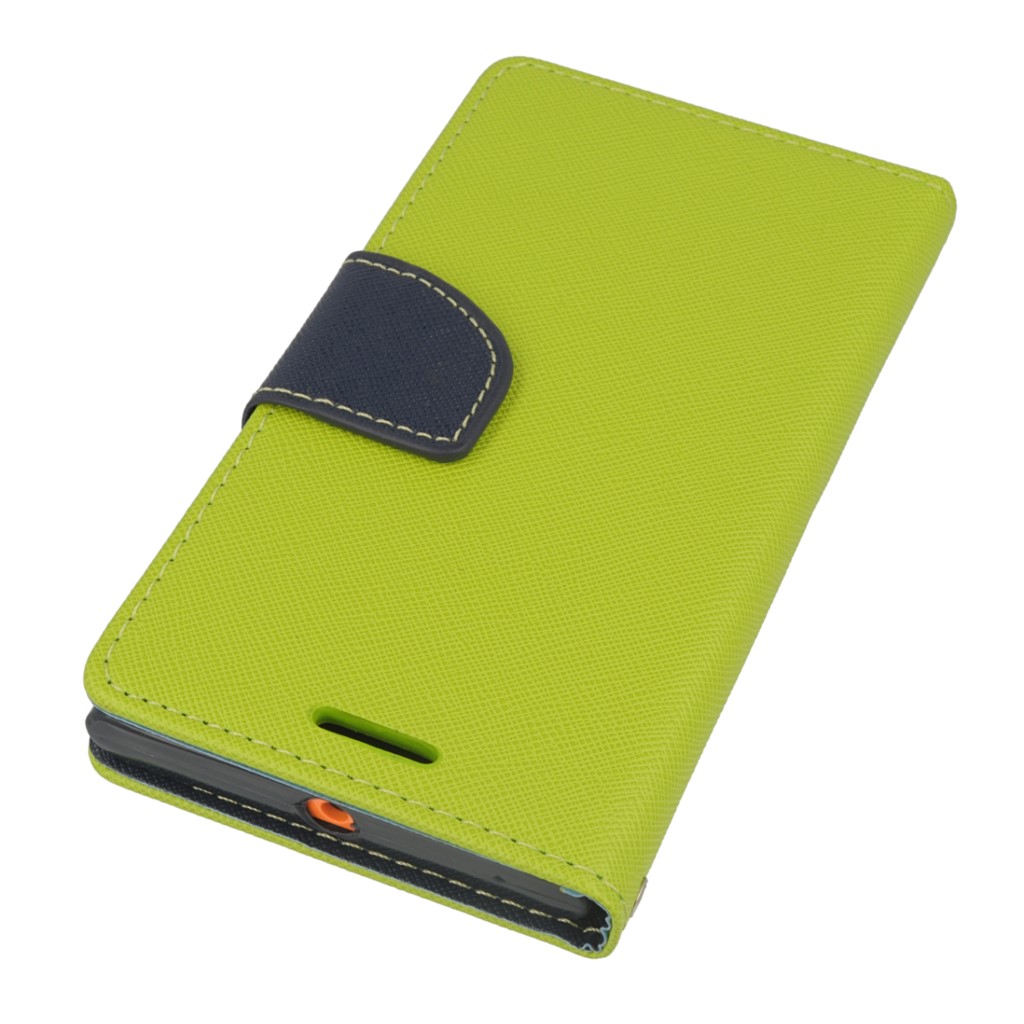 Pokrowiec etui z klapk na magnes Fancy Case limonkowo-granatowe NOKIA Lumia 730 / 3