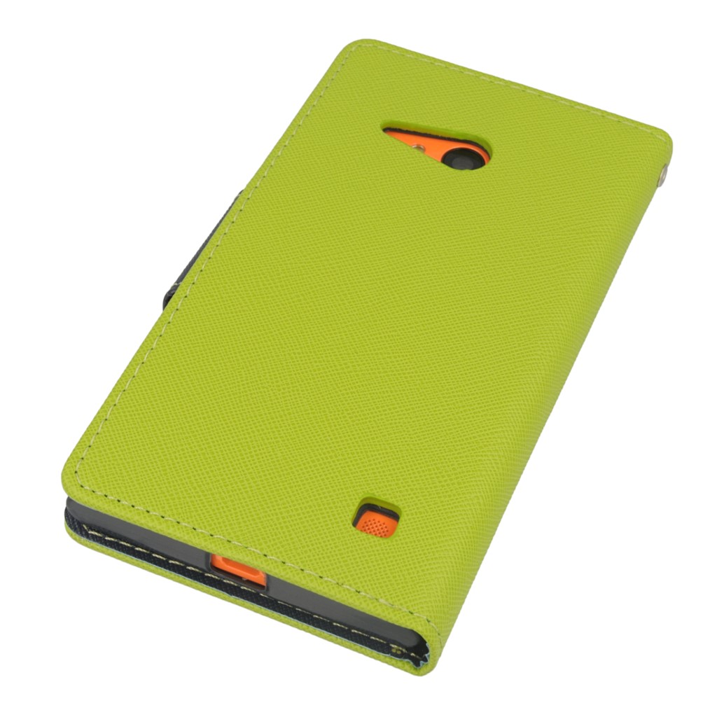 Pokrowiec etui z klapk na magnes Fancy Case limonkowo-granatowe NOKIA Lumia 730 / 4