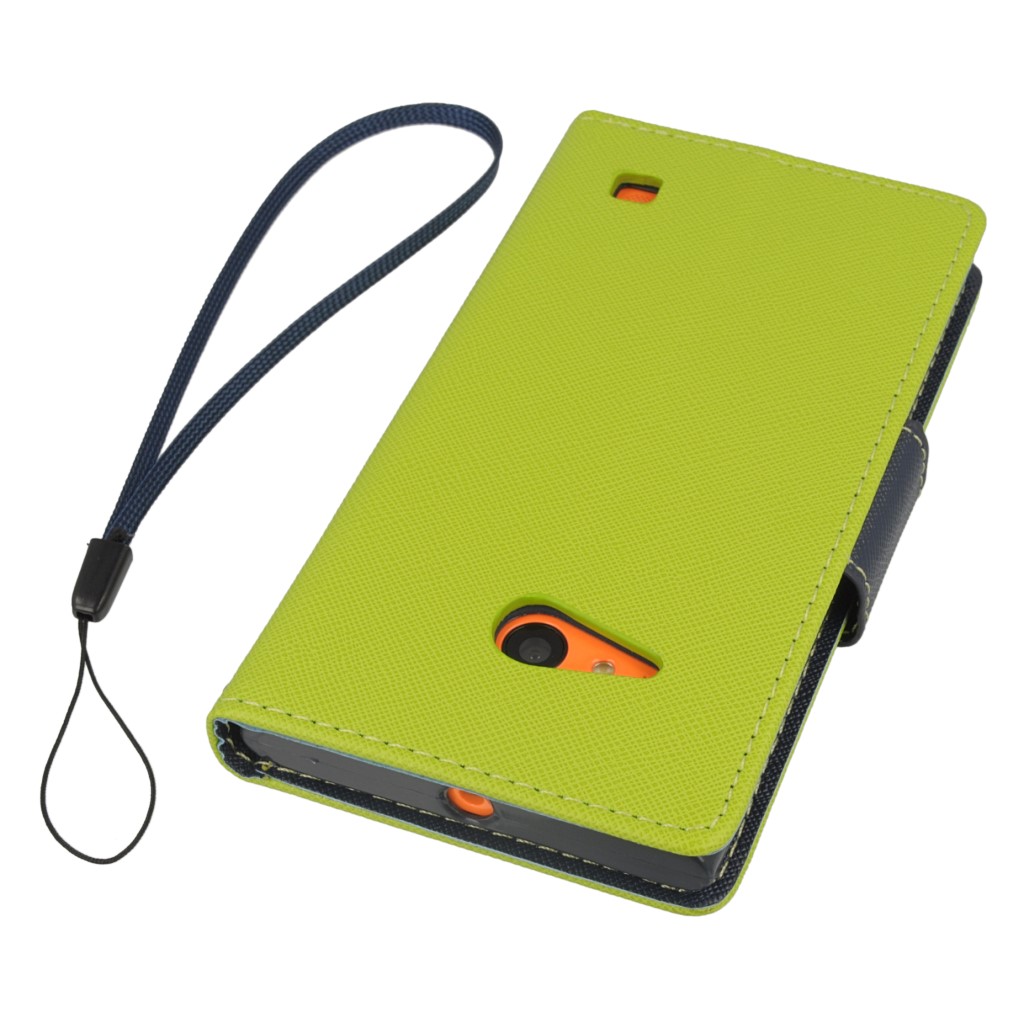 Pokrowiec etui z klapk na magnes Fancy Case limonkowo-granatowe NOKIA Lumia 730 / 5