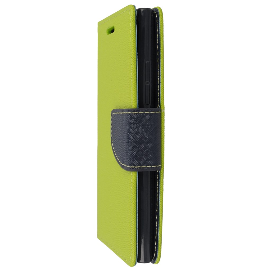 Pokrowiec etui z klapk na magnes Fancy Case limonkowo-granatowe NOKIA Lumia 730 / 6