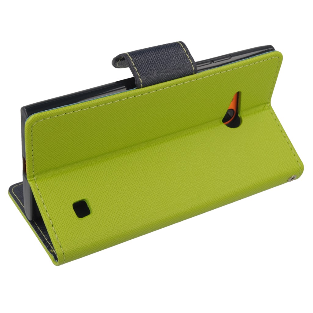 Pokrowiec etui z klapk na magnes Fancy Case limonkowo-granatowe NOKIA Lumia 730 / 10