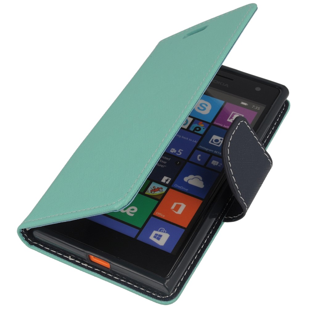 Pokrowiec etui z klapk na magnes Fancy Case mitowo-granatowe NOKIA Lumia 730
