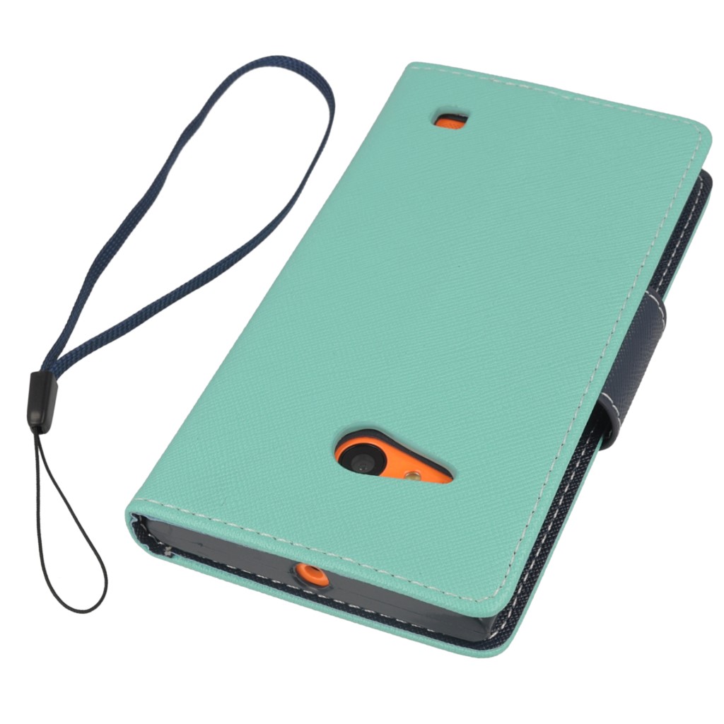Pokrowiec etui z klapk na magnes Fancy Case mitowo-granatowe NOKIA Lumia 730 / 5