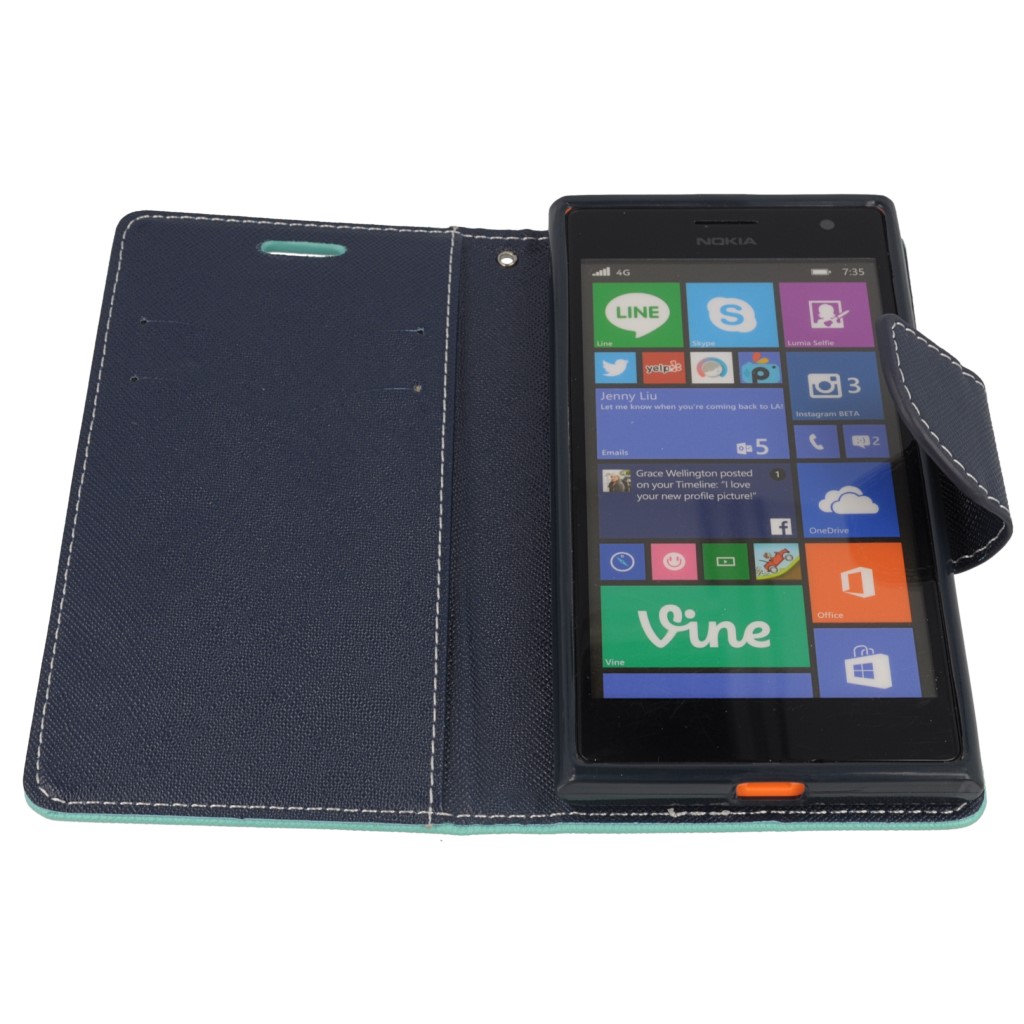 Pokrowiec etui z klapk na magnes Fancy Case mitowo-granatowe NOKIA Lumia 730 / 11