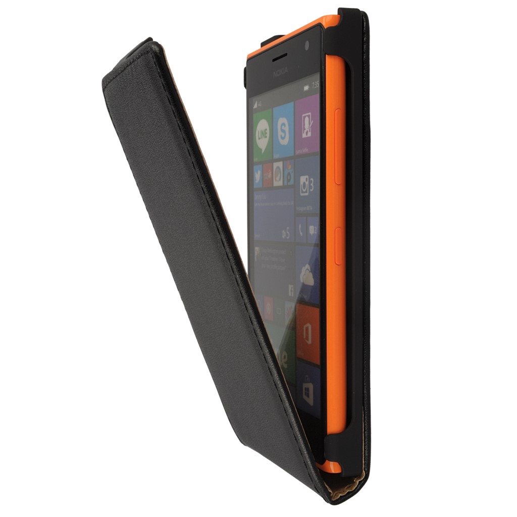 Pokrowiec z klapk na magnes Prestige Slim czarny NOKIA Lumia 730 / 7