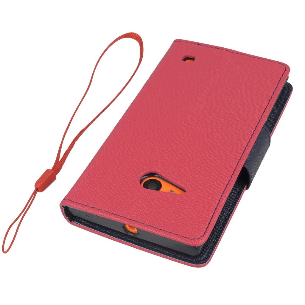 Pokrowiec etui z klapk na magnes Fancy Case rowo-granatowe NOKIA Lumia 730 / 5