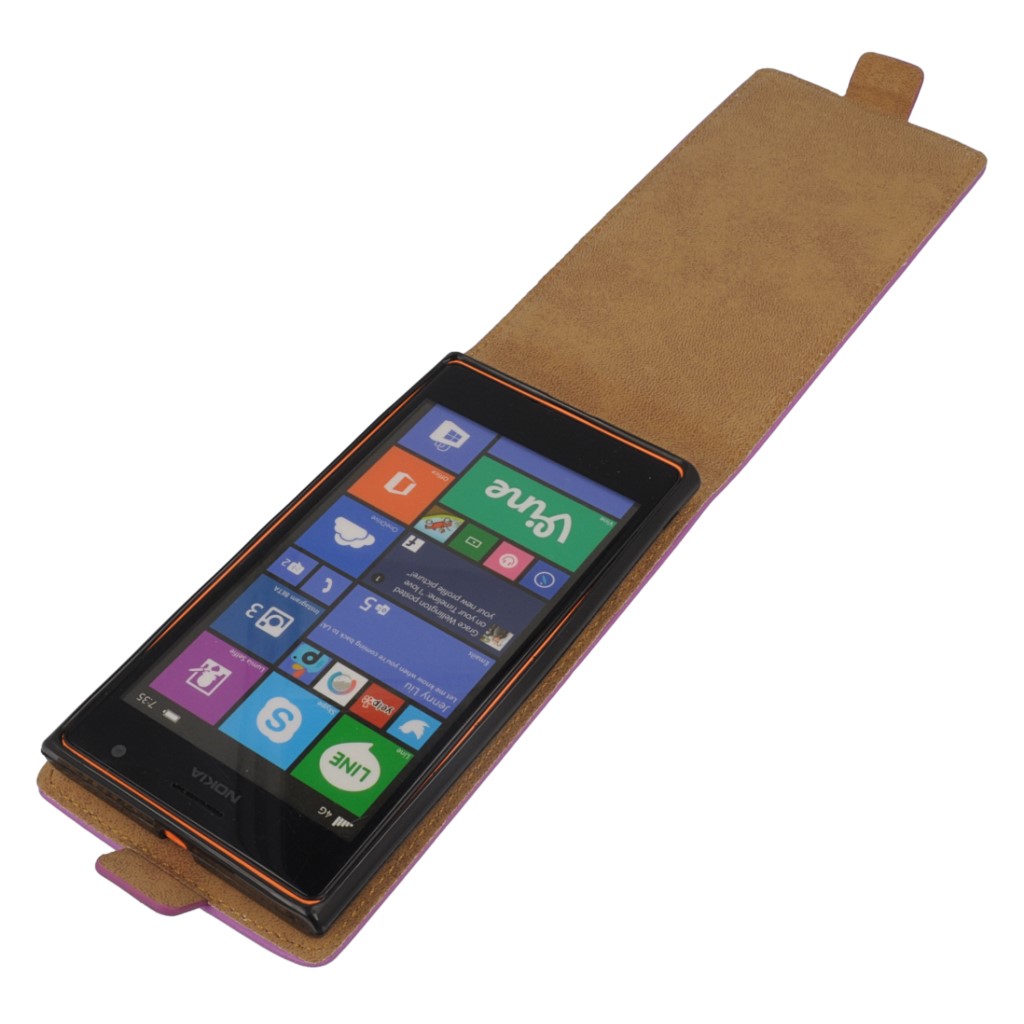 Pokrowiec z klapk na magnes Prestige Slim Flexi fioletowy NOKIA Lumia 730 / 10