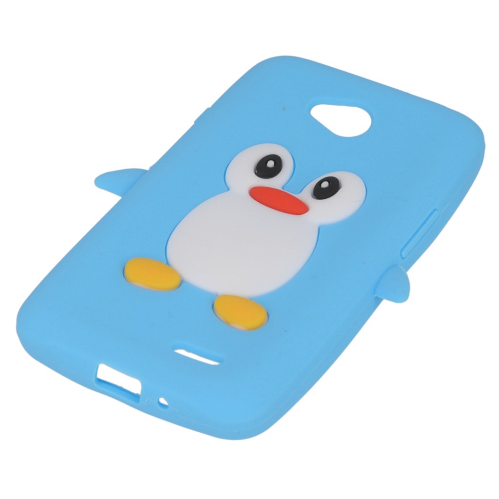Pokrowiec etui silikonowe 3D Pingwin niebieske LG L65