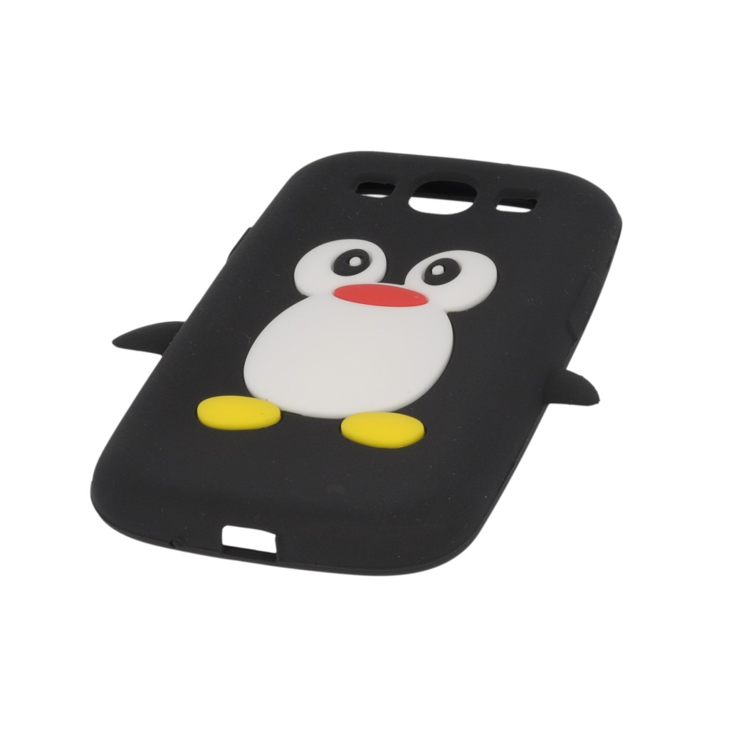 Pokrowiec etui silikonowe 3D Pingwin czarne SAMSUNG GT-i9300 Galaxy S III