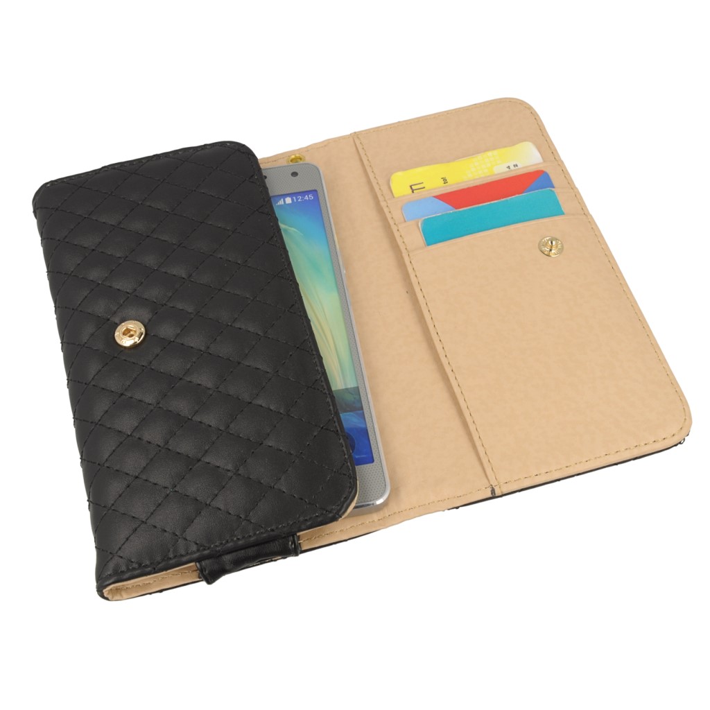 Pokrowiec etui portfel pikowane czarne LG G6