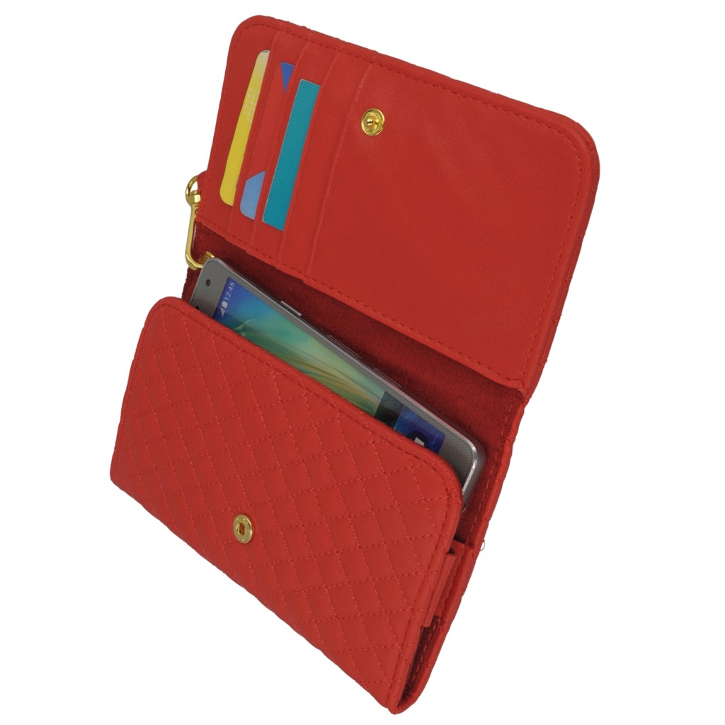 Pokrowiec etui portfel pikowane czerwone HTC Desire 620 / 2