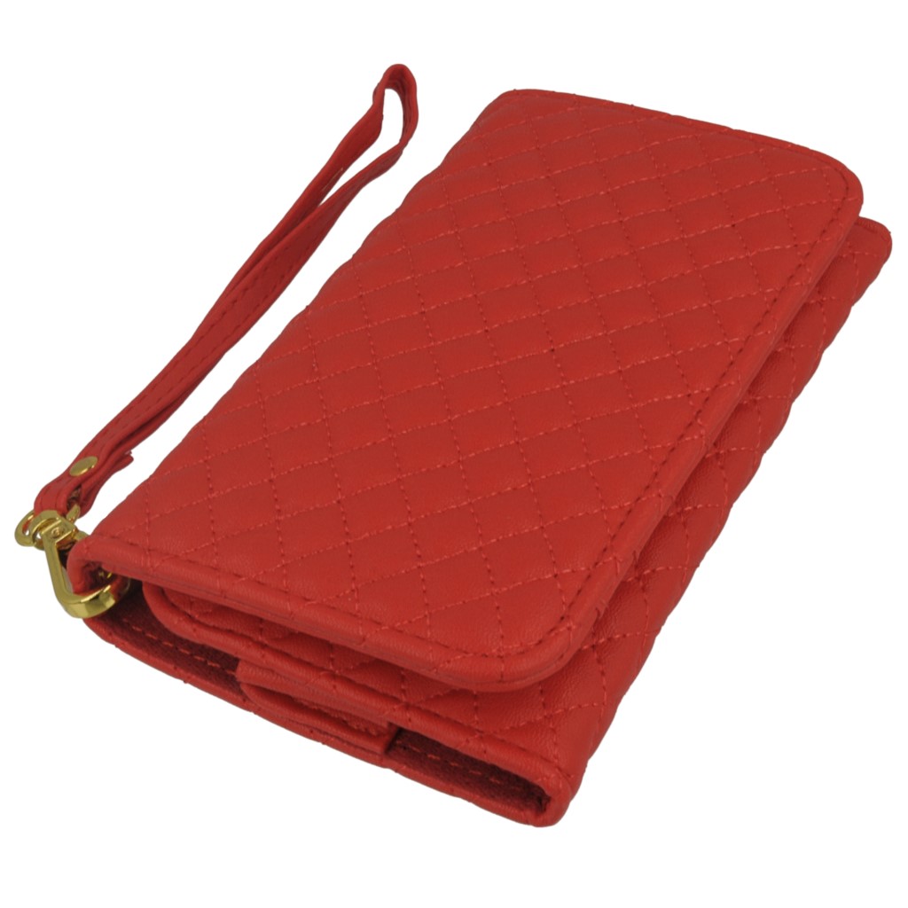 Pokrowiec etui portfel pikowane czerwone LG Q6 / 3