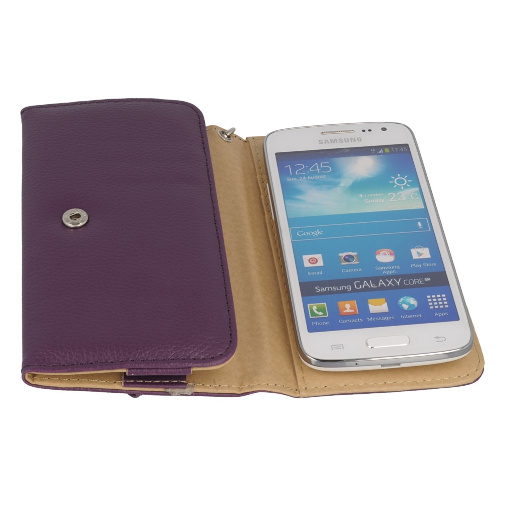 Pokrowiec etui portfel fioletowe SAMSUNG Galaxy Core LTE / 7