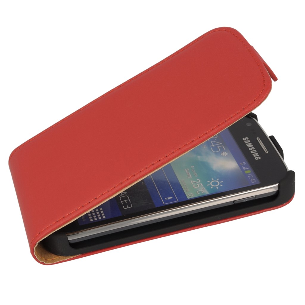 Pokrowiec z klapk na magnes Prestige Slim czerwony SAMSUNG GT-S7275 Galaxy Ace 3 LTE / 2