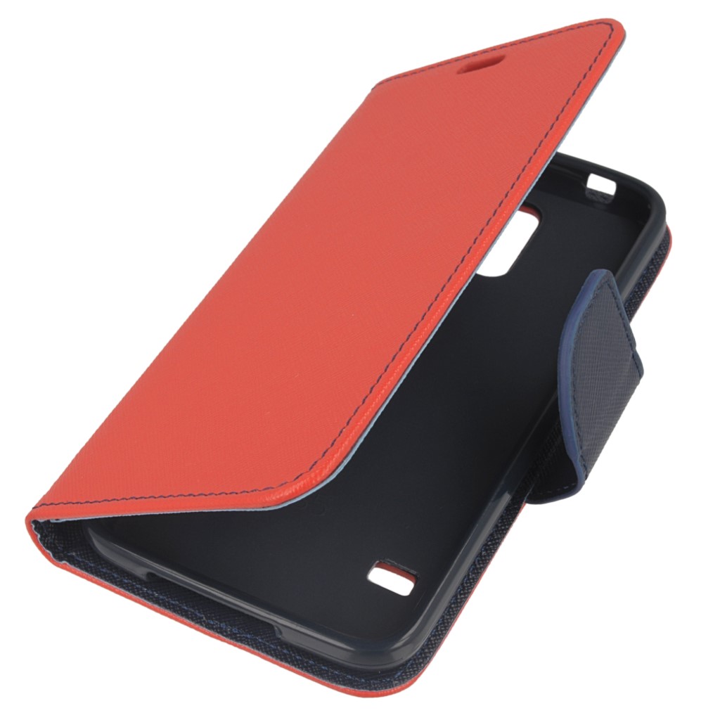 Pokrowiec etui z klapk na magnes Fancy Case czerwono-granatowe SAMSUNG SM-G900F Galaxy S5
