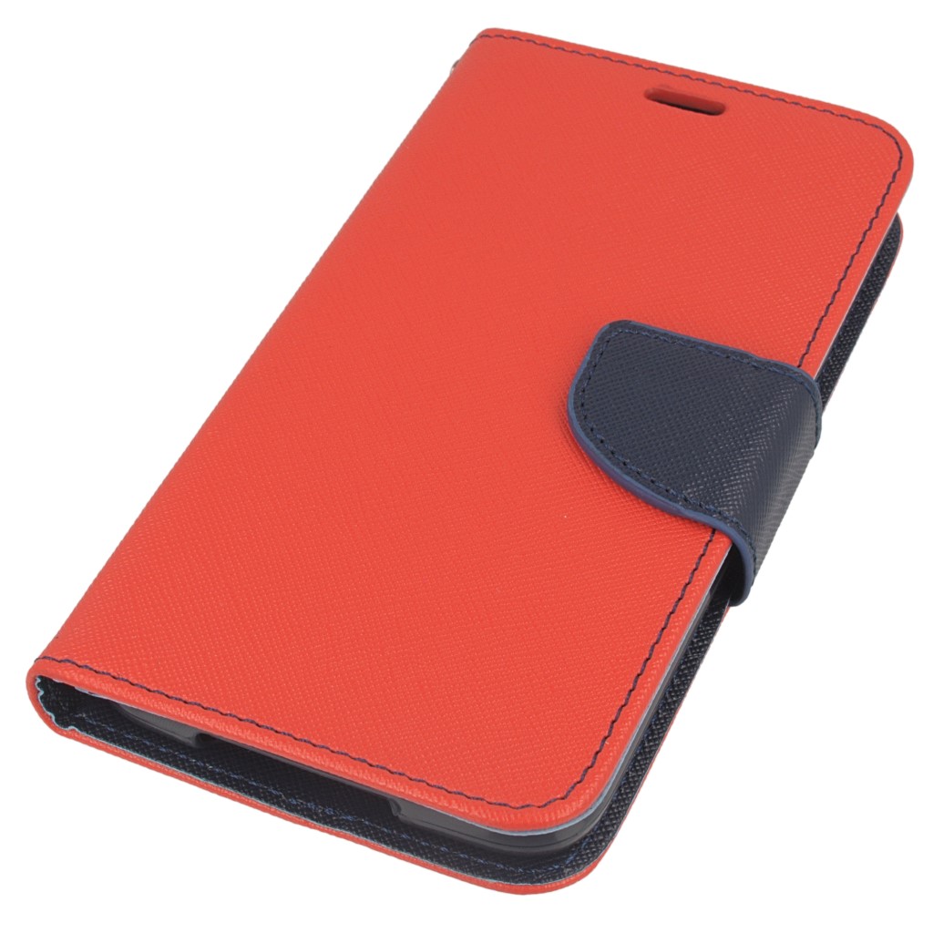 Pokrowiec etui z klapk na magnes Fancy Case czerwono-granatowe SAMSUNG SM-G900F Galaxy S5 / 2