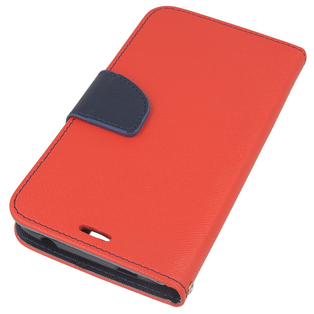 Pokrowiec etui z klapk na magnes Fancy Case czerwono-granatowe SAMSUNG SM-G900F Galaxy S5 / 3