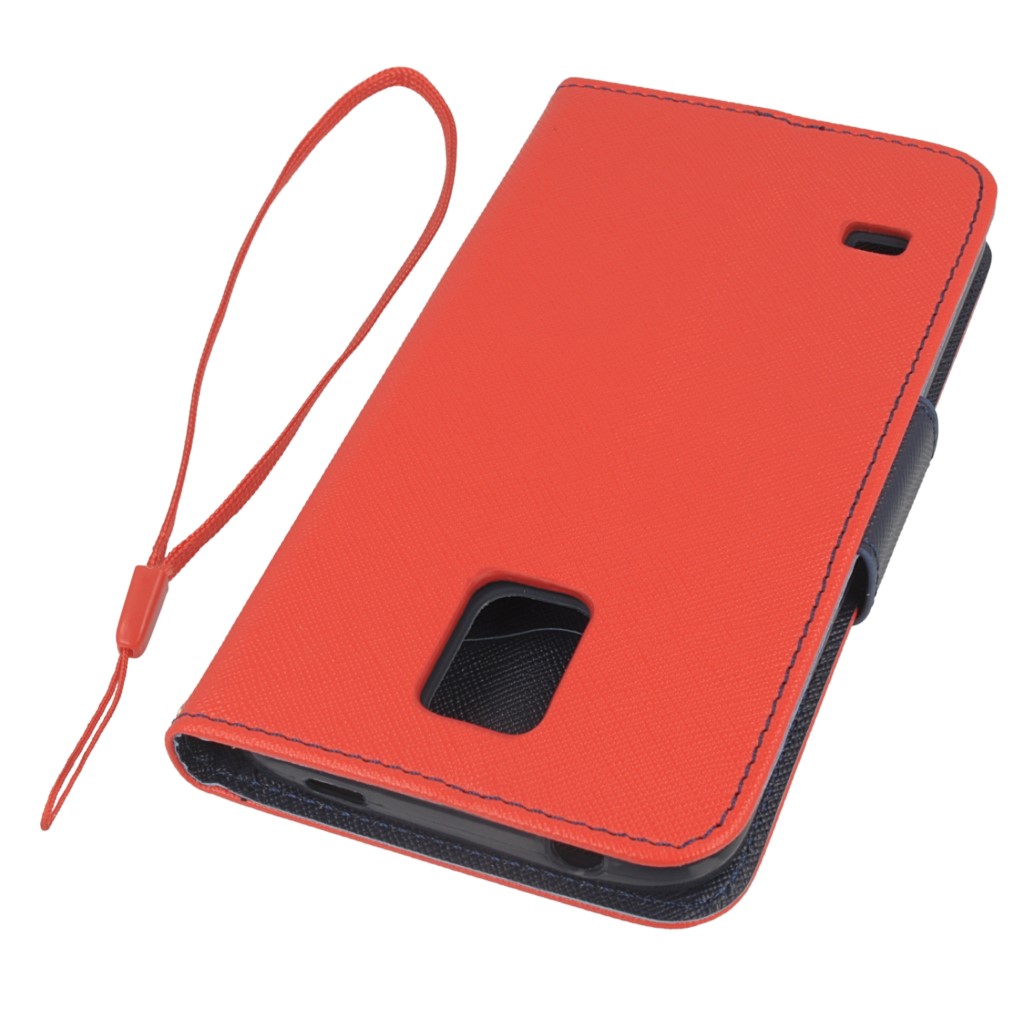 Pokrowiec etui z klapk na magnes Fancy Case czerwono-granatowe SAMSUNG SM-G900F Galaxy S5 / 5