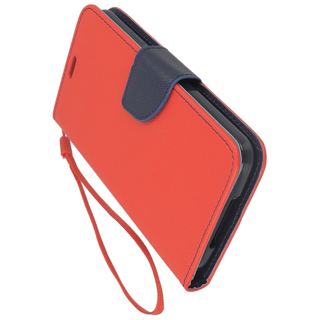 Pokrowiec etui z klapk na magnes Fancy Case czerwono-granatowe SAMSUNG SM-G900F Galaxy S5 / 8