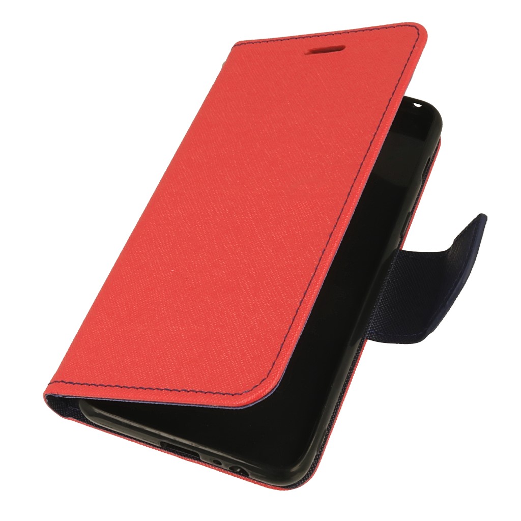 Pokrowiec etui z klapk na magnes Fancy Case czerwono-granatowe SAMSUNG Galaxy A8+ 2018