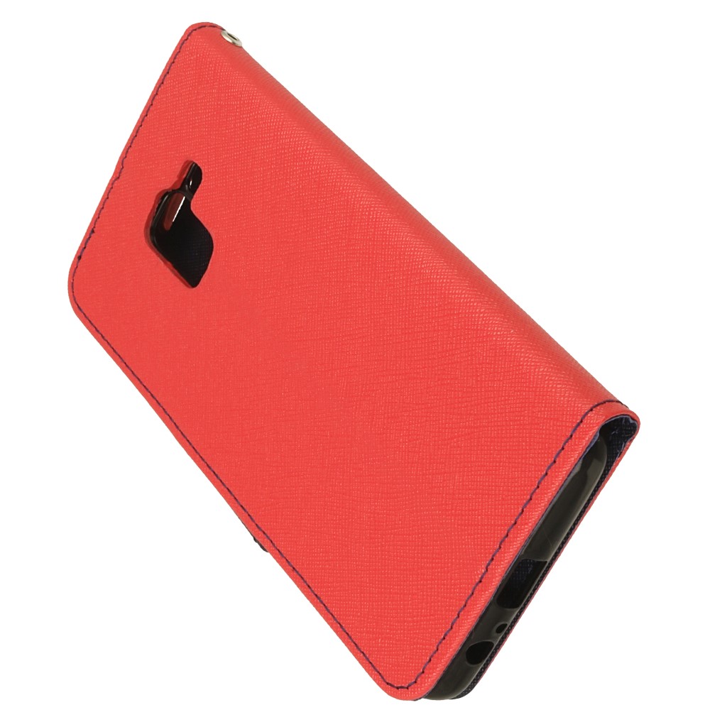 Pokrowiec etui z klapk na magnes Fancy Case czerwono-granatowe SAMSUNG Galaxy A8+ 2018 / 4