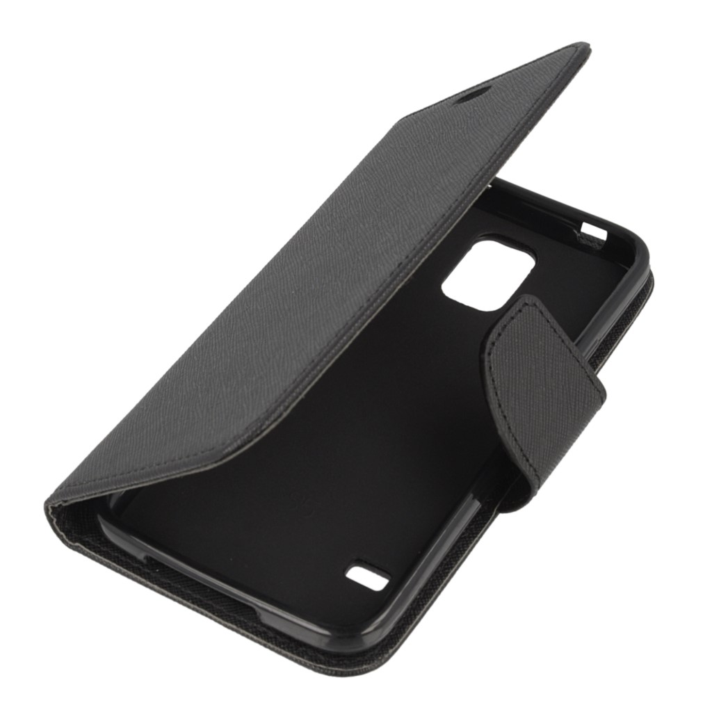 Pokrowiec etui z klapk na magnes Fancy Case czarne SAMSUNG SM-G900F Galaxy S5