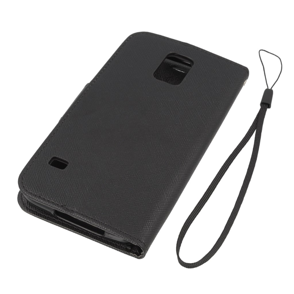 Pokrowiec etui z klapk na magnes Fancy Case czarne SAMSUNG SM-G900F Galaxy S5 / 4